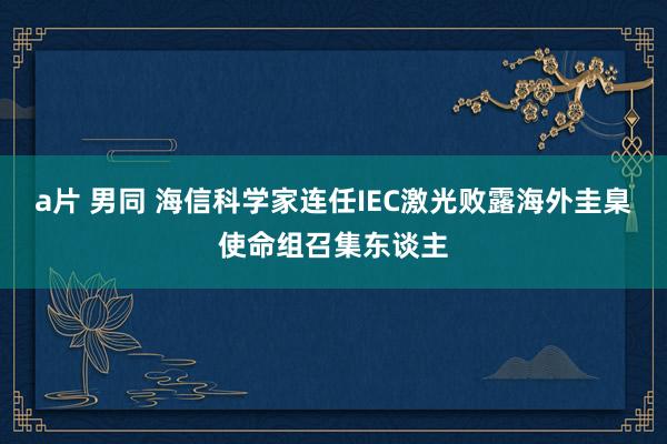 a片 男同 海信科学家连任IEC激光败露海外圭臬使命组召集东谈主