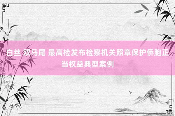 白丝 双马尾 最高检发布检察机关照章保护侨胞正当权益典型案例
