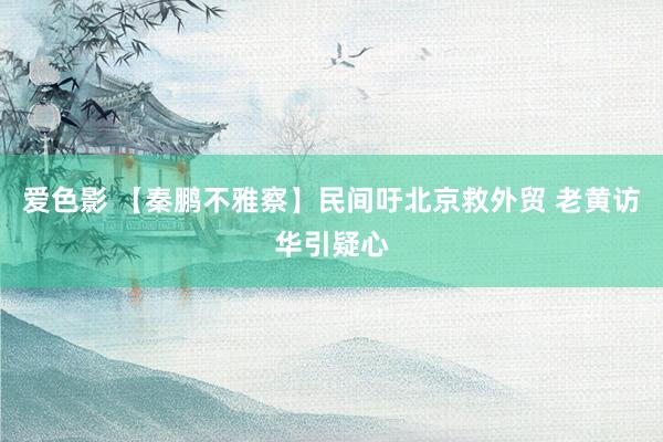 爱色影 【秦鹏不雅察】民间吁北京救外贸 老黄访华引疑心