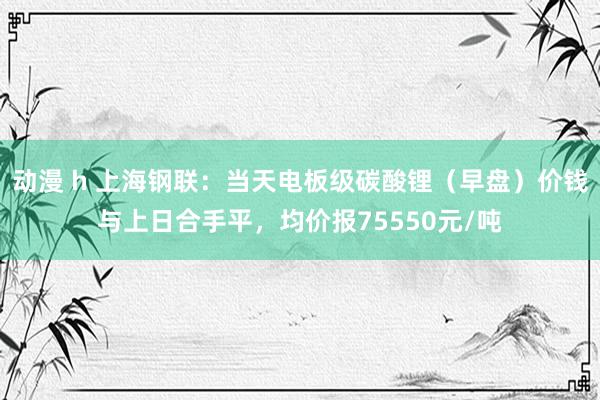 动漫 h 上海钢联：当天电板级碳酸锂（早盘）价钱与上日合手平，均价报75550元/吨
